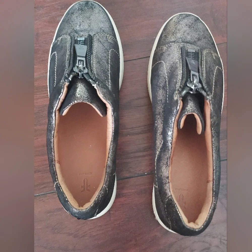 FRYE Leather Metallic Zip-UP Sneakers Sz-9